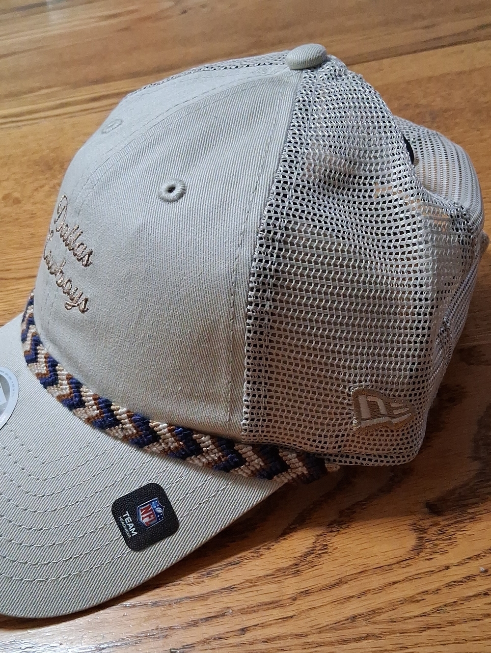 DALLAS COWBOYS CAP Hat Womens NEW Adjustable CREME BEIGE TAN FISHTAIL NEW - Picture 2 of 7